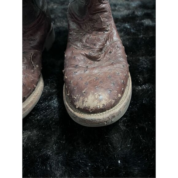 Lucchese Full Quill Ostrich Leather Cowboy Boots Sz 11 D Western Boot Tan - Picture 4 of 12